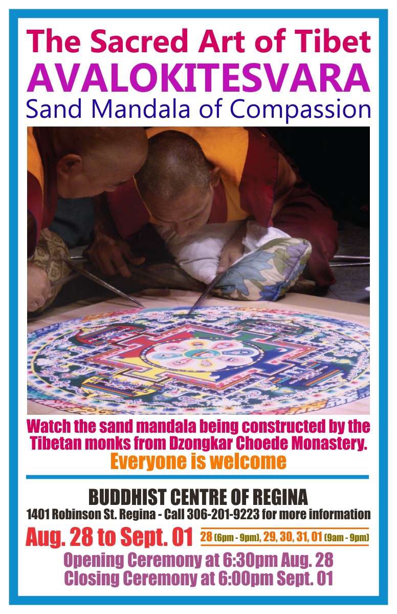 活动时间：8月28号 6:30pm 开幕式
                  8月29号 9:00am-9:00pm
                  8月30号 9:00am-9:00pm
                  8月31号  9:00am-9:00pm
                  9月1号    6:30pm  闭幕式

活动地点：里贾纳佛教中心（弘善堂）
                 1401 Robinson Street, Regina
